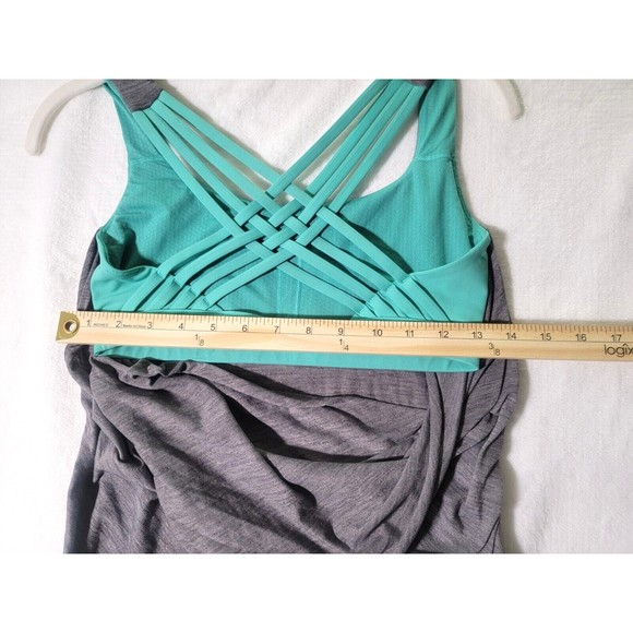 Lululemon Wild Tank Top Built in Cross Strap Bra Draped Back Gray Green Womens 6 - Picture 9 of 10